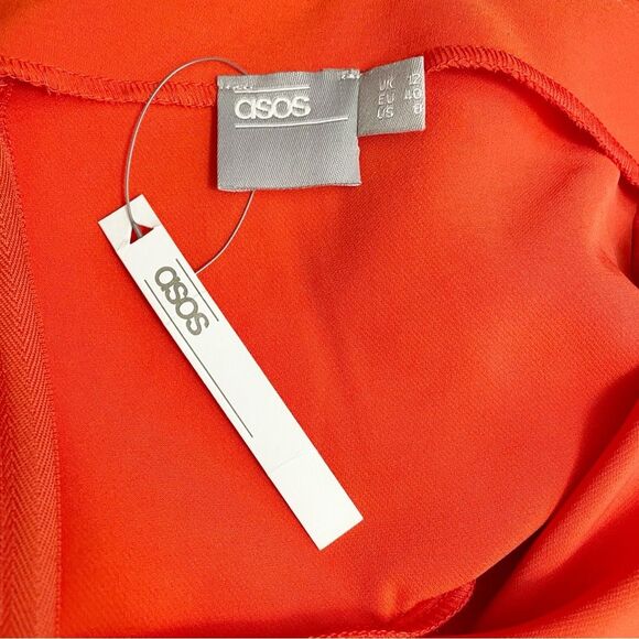 NWT ASOS Wrap Front Peg Leg Jumpsuit With Self Belt Tomato Red Size 8 US 12 UK - Picture 12 of 14